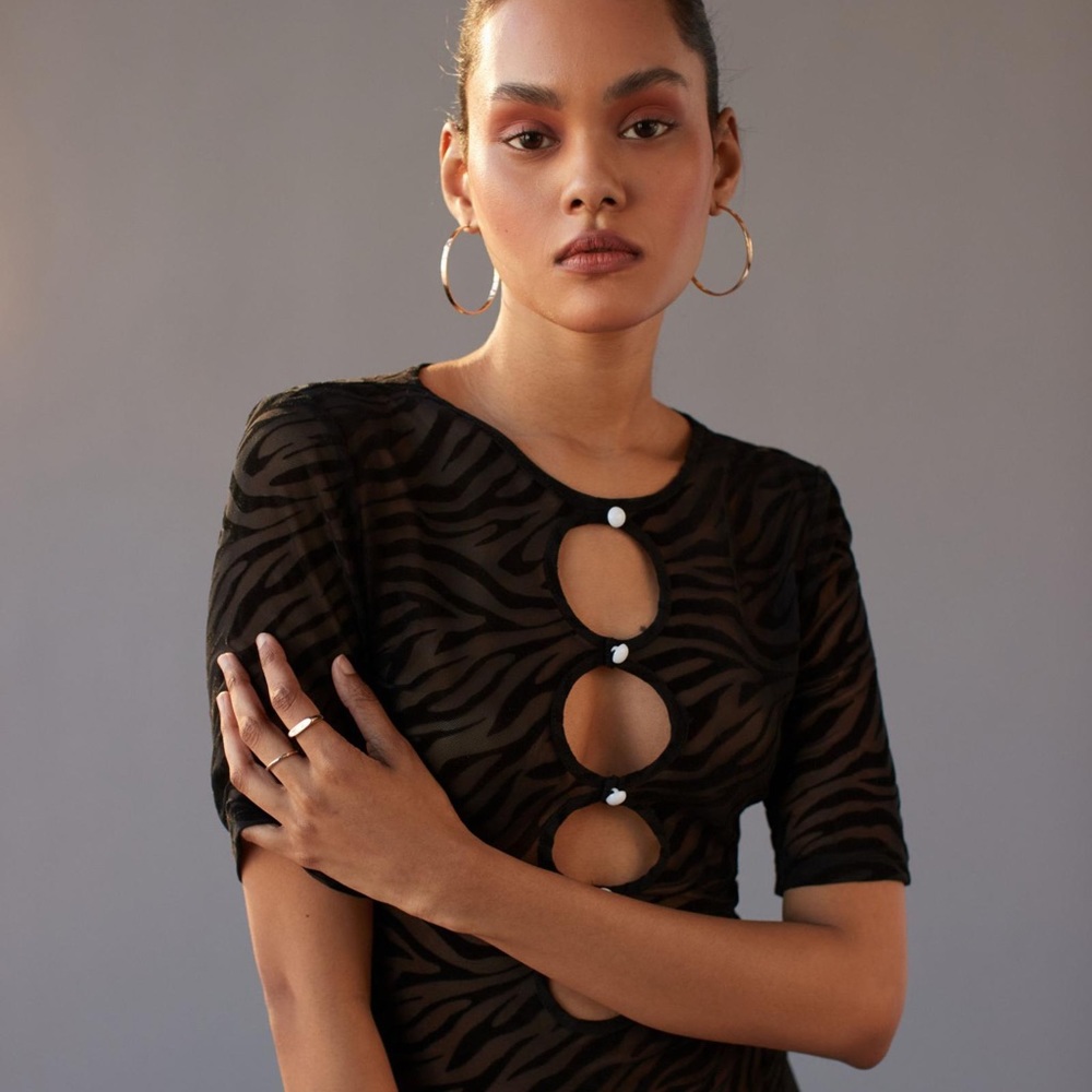 Lioness Black Zebra Mini Dress